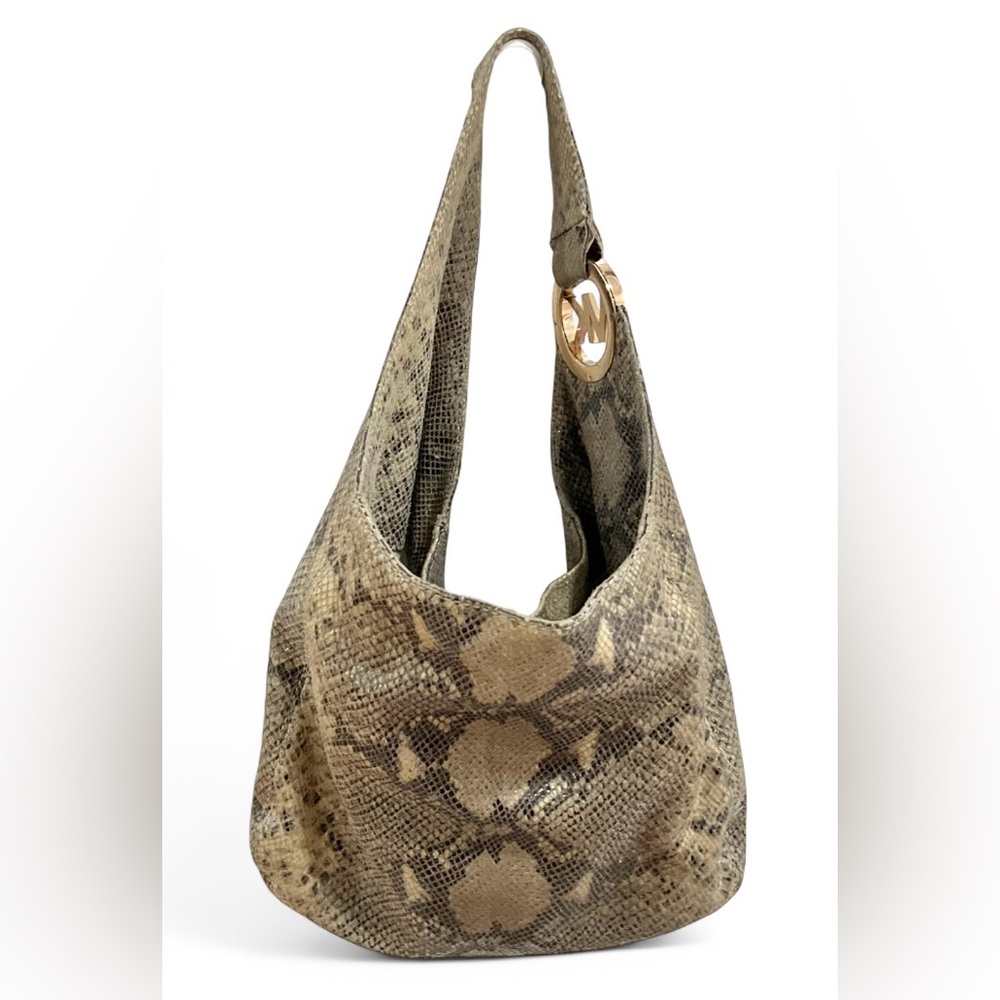 MICHAEL KORS Large Fulton Hobo Boho Python Snake … - image 4